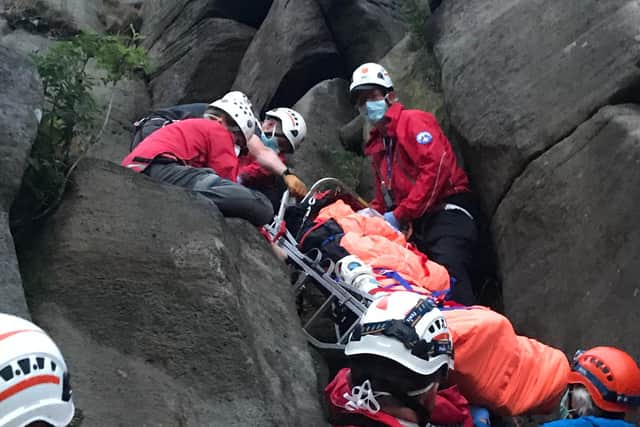 Volunteers from Edale Mountain Rescue brought the climber down to safety.