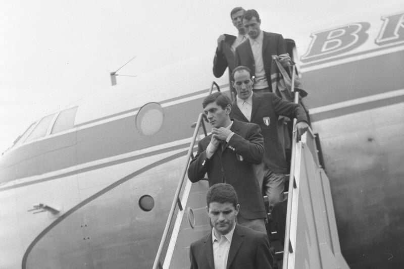 Italian players arriving in the North East for the 1966 World Cup.