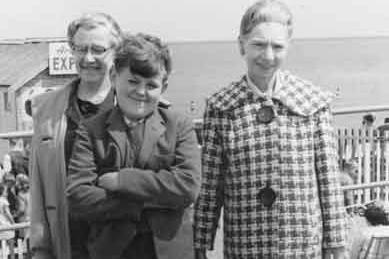 Clayton family on a Meadow Street Hotel trip to Cleethorpes, 1960s
