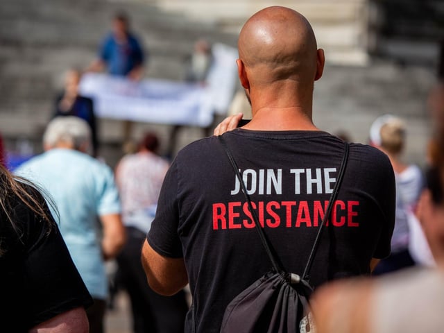 Protesters take part in the Portsmouth for Freedom event at Portsmouth Guildhall on Saturday. Picture: Habibur Rahman