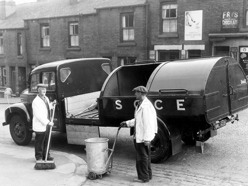 The new mechanical road sweeper vehicles being used by Sheffield Corporation workers on May 31, 1956