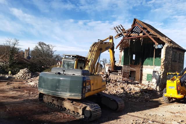 This is all that remains of The Plough in Sandygate – as demolition teams take the landmark building down.