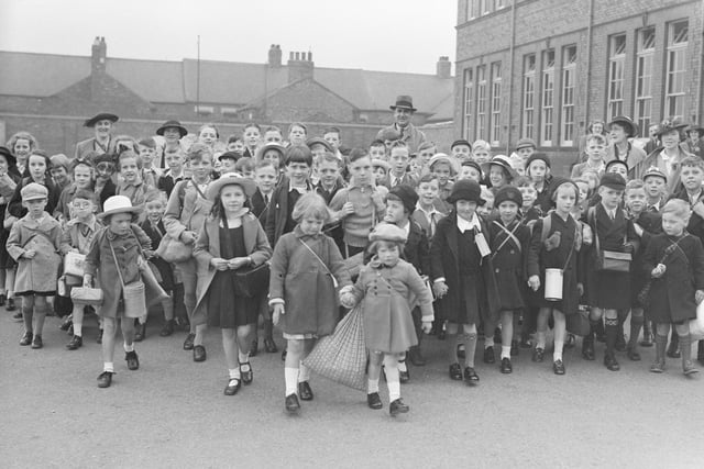 These Sunderland schoolchildren faced being separated from their families under the wartime evacuation scheme. But they put on a brave face as they headed to their new homes.