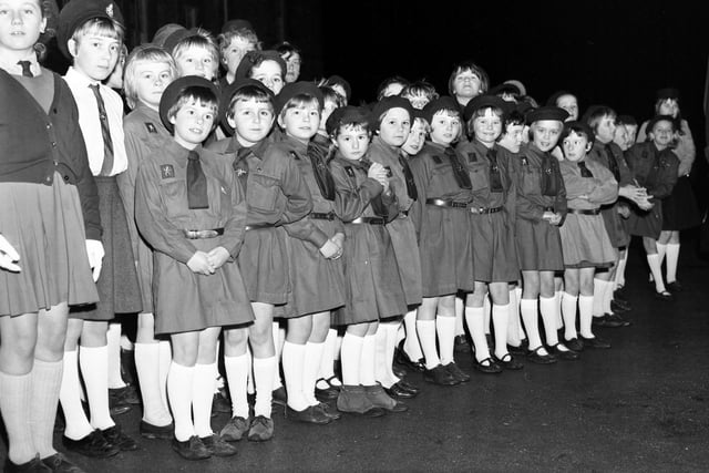 Brownies at Handsworth Youth Centre ready to greet  Princess Margaret in November 1966