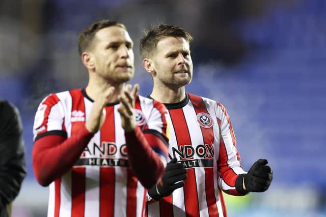 Sheffield Unitred players Billy Sharp and Oliver Norwood gee-up the crowd: Warren Little/Getty Images