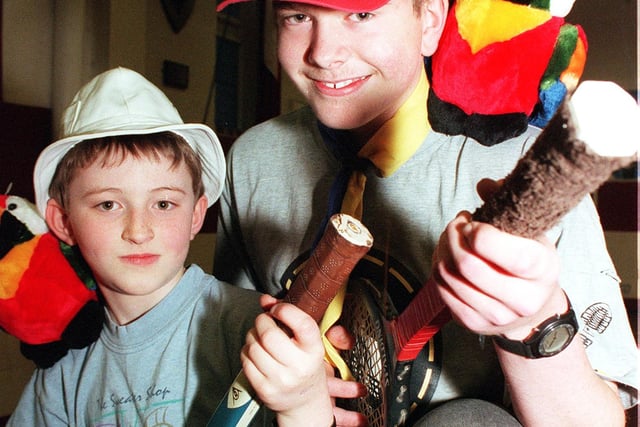 The 13th Doncaster Tickhill Scouts held their Jumble sale in 1998 and brothers Mathew and Stephen Kitchen showed off some of the things which were on sale.