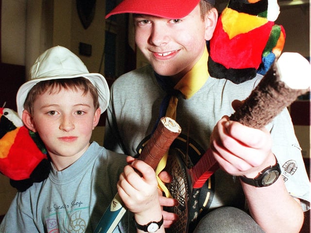 The 13th Doncaster Tickhill Scouts held their Jumble sale in 1998 and brothers Mathew and Stephen Kitchen showed off some of the things which were on sale.