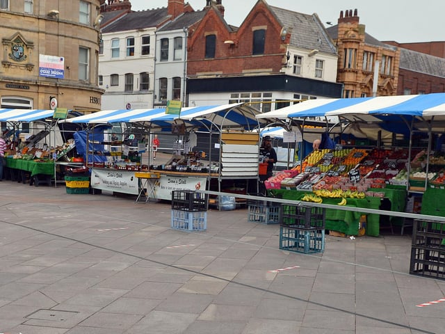 Mansfield Market open again after lockdown measures are eased.