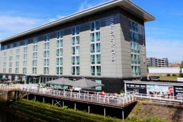 If the sun shines there are few better places to grab a pint close to the Scottish Events Campus than the huge terrace of the Hilton Garden Inn - right on the banks of the Clyde.