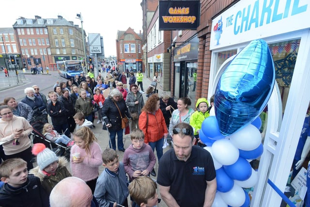 Crowds waiting for official opening of the Charlie Cookson Foundation new shop. Can you spot anyone you know?