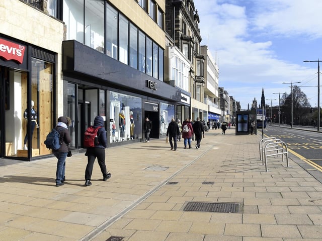 Normally one of the busiest parts of the city, Princes Street is now sparsely populated. Picture: Lisa Ferguson