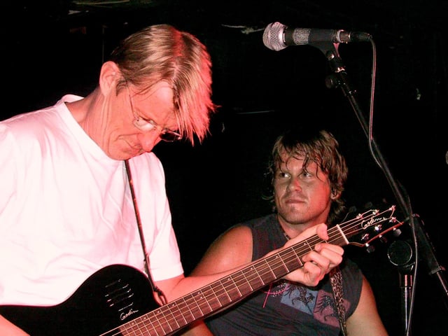 Former Coronation Street star Kevin Kennedy played a live set alongside lead guitarist Richard Dews ,who was brought up in Ecclesall, in July 2002