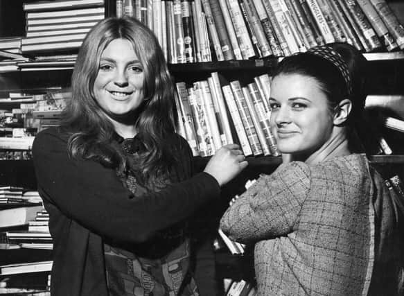 Sheffield City Libraries library assistants pictured in the stack, Central Library, Surrey Street. February 23, 1967. Ref no s31878