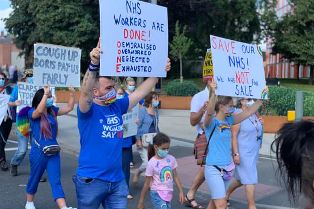 NHS workers protest in Chesterfield