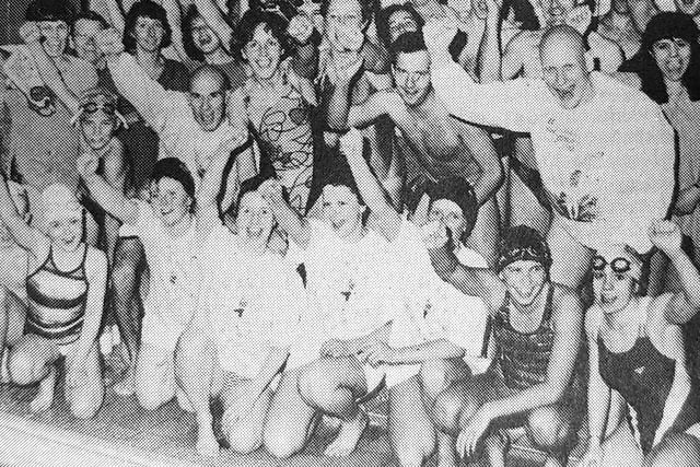 Olympic gold medal swimmer Duncan Goodhew joined 200 participants of the BT 1992 Swimathon at Kirkcaldy pool. Over £7000 was raised for charities on the day. 