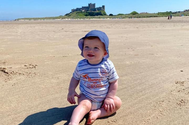 Ted aged 10 months at Bamburgh.