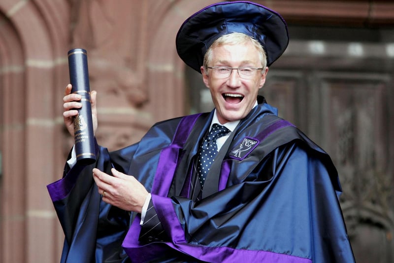 Paul O’Grady after receiving an honorary fellowship from Liverpool John Moores University for services to entertainment. 