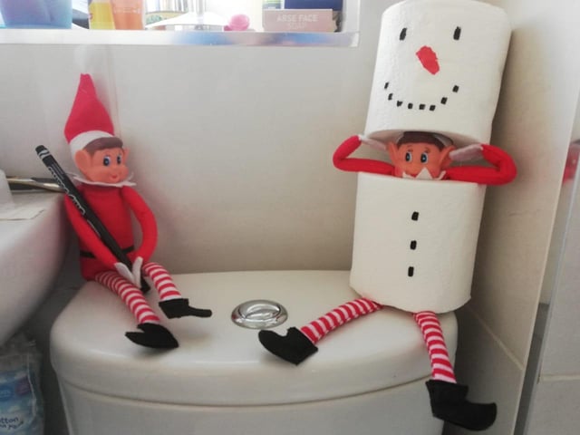 A Santa outfit made from toilet roll from Kay Hardisty.