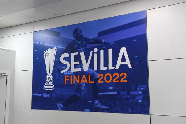 Glasgow Airport displays Sevilla 2022 posters as 10,000 Rangers fans expected to depart on Monday