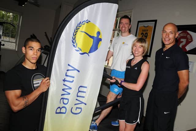 (l-r) Personal trainer Colin Bower, owner Luke Walker, personal trainer Alicia Kaill, all of Bawtry Gym, with referee Howard Webb MBE, at the opening of Bawtry Gym. Picture: Andrew Roe