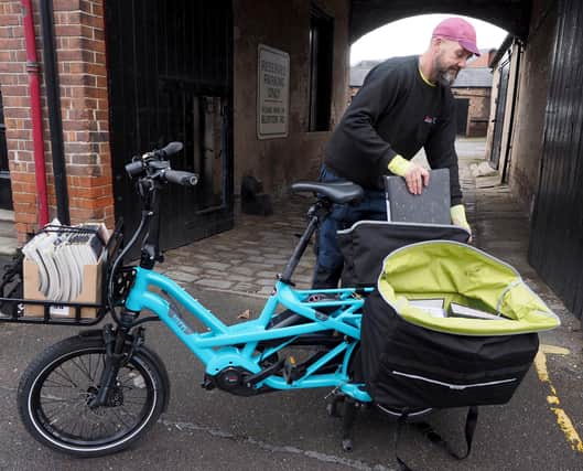E-cargo bike delivery near Kelham from Russell's Bicycle Shed Deliveries.