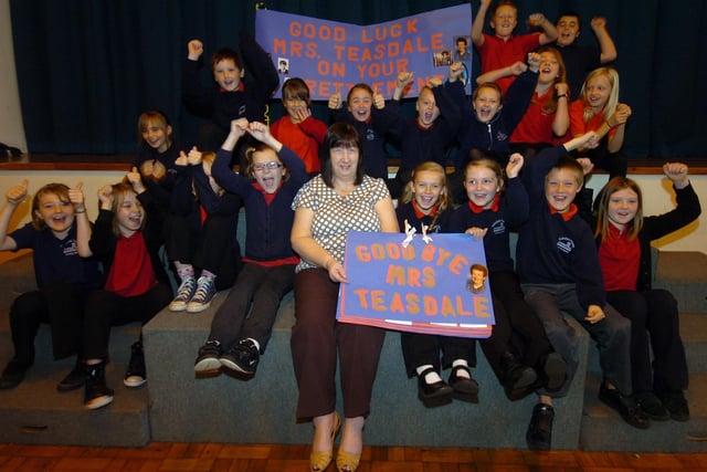 After 29 years at Ecclesfield, teacher Georgie Teasdale retires in this send off photo from October 2010.
