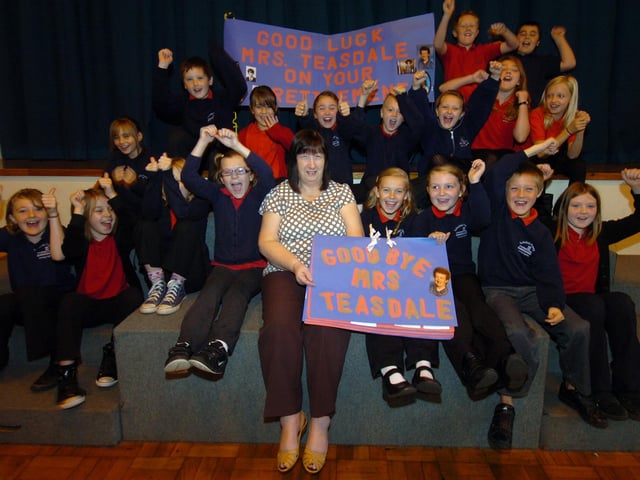 After 29 years at Ecclesfield, teacher Georgie Teasdale retires in this send off photo from October 2010.