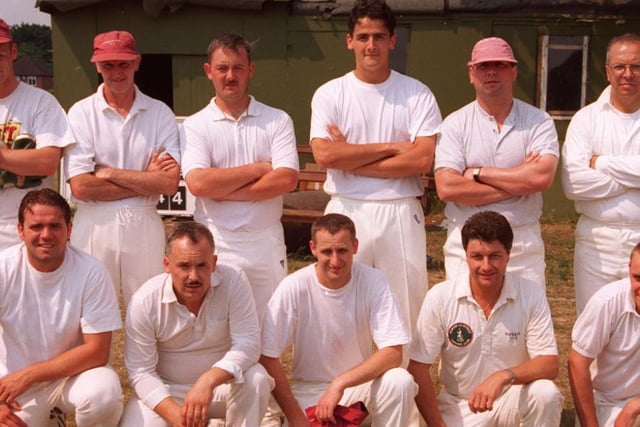 Cricket at Adwick Park in 1996,  back row: Paul Bishop, Bud Williams,  Brian Newbold, Pete Hayes, Arthur Wilson and Mick Hibbet. Front: Simon Hogg, Geoff Newbold, Colin Bishop, John Hands and Dave Smith