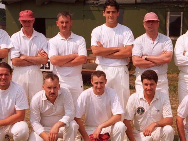 Cricket at Adwick Park in 1996, back row: Paul Bishop, Bud Williams, Brian Newbold, Pete Hayes, Arthur Wilson and Mick Hibbet. Front: Simon Hogg, Geoff Newbold, Colin Bishop, John Hands and Dave Smith