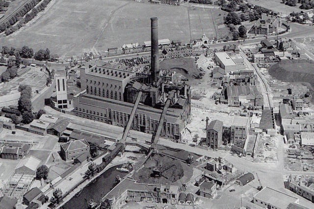 No! Not being demolished. A new extension to Portsmouth power station, Old Portsmouth, under construction, 1949.Picture: Simmons Aerofilms/Mike Nolan Collection 