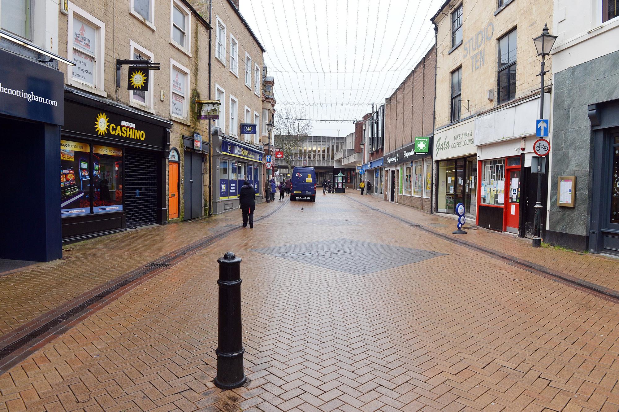 Mansfield Town Centre is eerily quiet