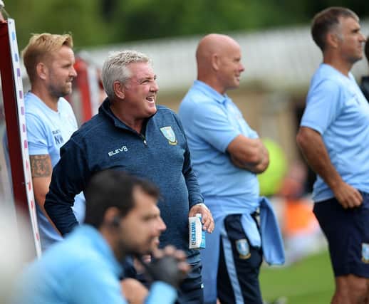 Steve Bruce on the touchline during Sheffield Wednesday's pre-season friendly with Lincoln City in the summer. A few days later he was off to Newcastle United.