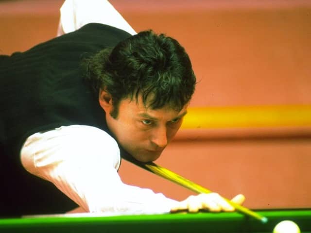 Jimmy White lining up a shot at the Snooker World Championships in Sheffield in 1998.