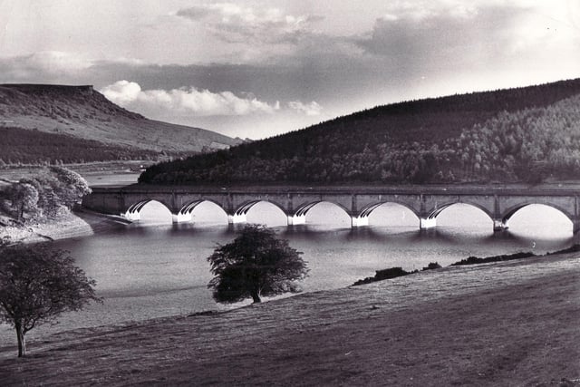 Picture shows the low level of water in the Ladybower Reservoir in were remnants of Ashopton Village could be seen in  November 1976