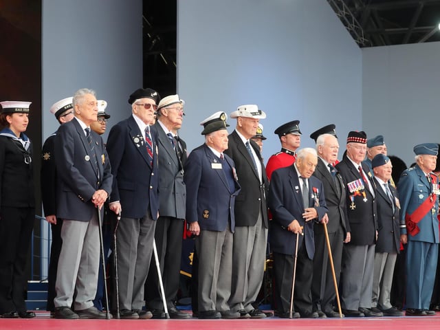 Veterans gather on stage at the D-Day 75 Commemorations on June 5, 2019 in Portsmouth. Picture: Chris Jackson-WPA Pool/Getty Images