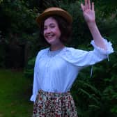 Phyllis waves to a passing train in Hallam ’89 Theatre Club's show The Railway Children