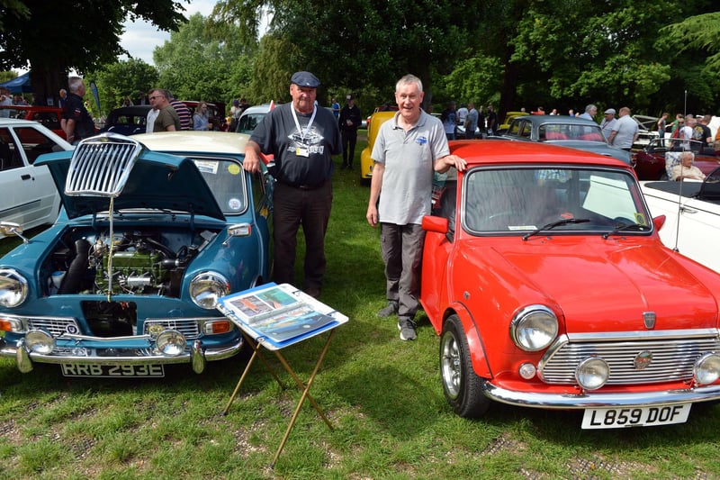 Keith Hemsley with his Riley l and Philip Longmate with his Mini Mayfair.