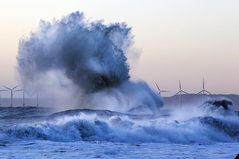 Waves crashing at the Headland on April 6.