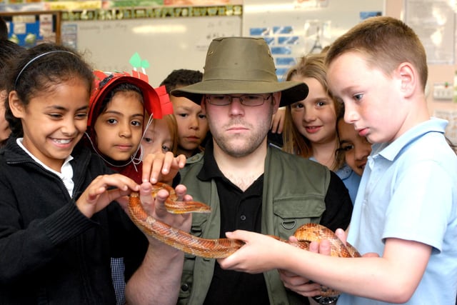 A flashback to 2010 and John Kirsopp from Zoolab was pictured at Laygate Community School.