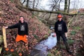 Martin Reed, left, and Joe Stuart, SRWT Working With Water officers, doing 'beaver' work near Strines