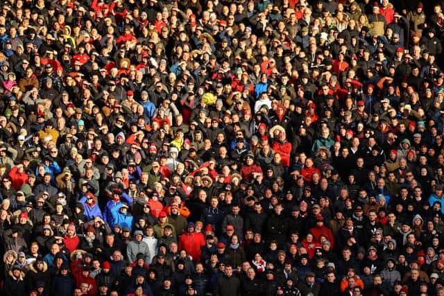 Sheffield United fans watch the game during the Premier League match between Sheffield United and AFC Bournemouth  at Bramall Lane on February 09, 2020 in Sheffield, United Kingdom. (Photo by Richard Heathcote/Getty Images)
