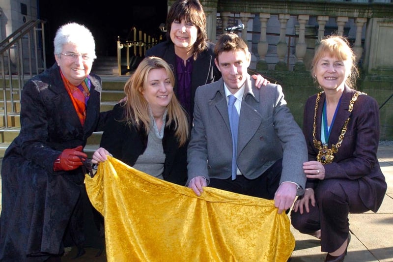 The family of 'cutlery king', renowned designer David Mellor, unveiling his plaque in 2007. From left, leader of the Sheffield City Council  Coun Jan Wilson, Clare Mellor, Corin Mellor, Lord Mayor  Coun Jackie Drayton and Fiona MacCarthy, rear