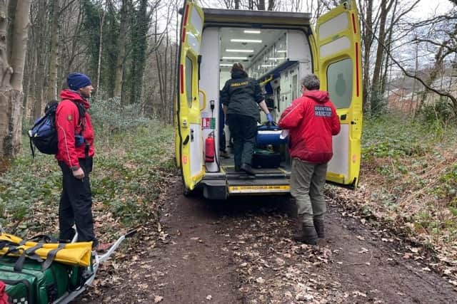 Woodhead Mountain Rescue had to be called in after a crash left a cyclist injured in Wharncliffe Woods. Picture: Woodhead Mountain Rescue