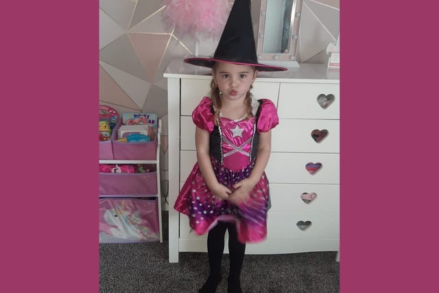 Genna Evans said: Amelia, age 3, dressed up for nursery before the half-term break.