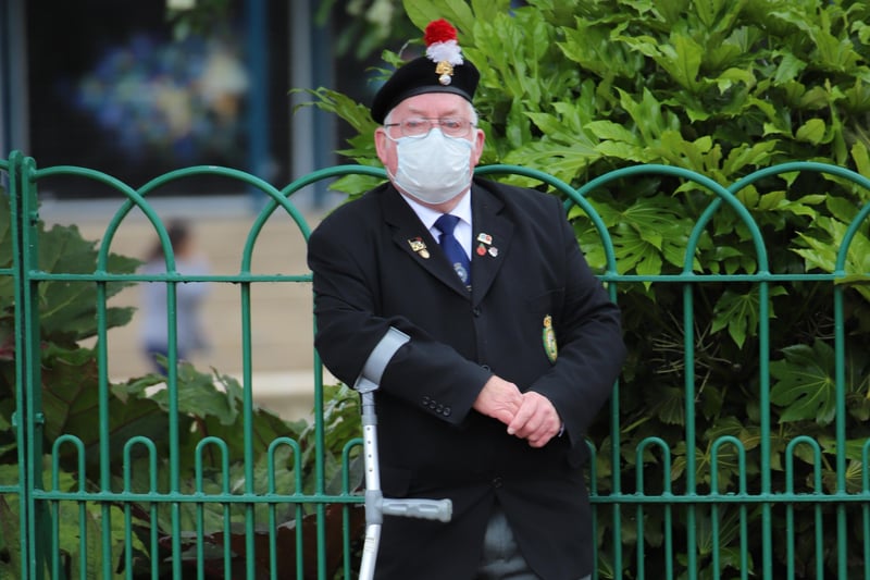 A Wearside veteran taking extra Covid precautions at the outdoor anniversary event.