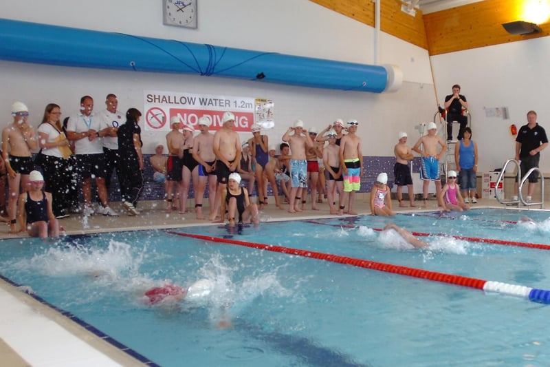 A triathlon at the Sunderland Tennis Centre in 2010. Were you pictured during the swimming phase of an event held in tribute to the Olympics?
