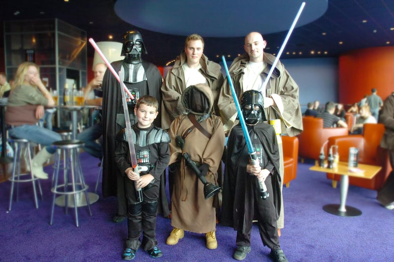 Fans dressed as characters from Star Wars at a special 30th anniversary Star Wars Quiz Night at Boldon Cinema. Picture left to right back row are Mark Fowler, Nick Mapplebeck and Gavin Mann with Brendan Doyle, Zak Melrose and Liam Pearce at the front.