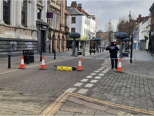 The High Street has been closed off in front of the Mansion House.