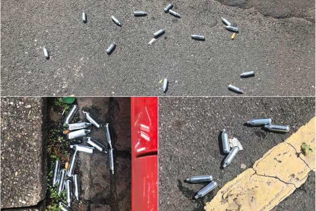 Hundreds of gas canisters have been left strewn all over South Street.