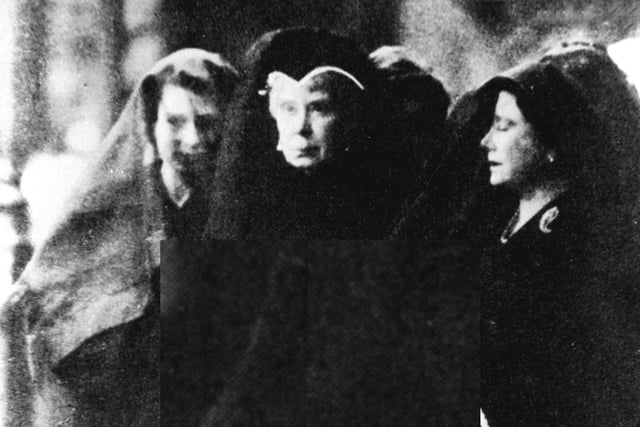 Three Queens mourn, left to right Queen Elizabeth II, Queen Mary, Queen Elizabeth the Queen Mother